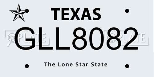 GLL8082 Texas License Plate