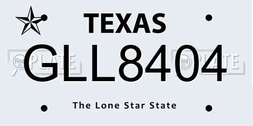 GLL8404 Texas License Plate