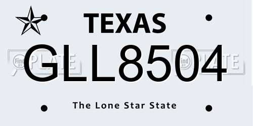 GLL8504 Texas License Plate
