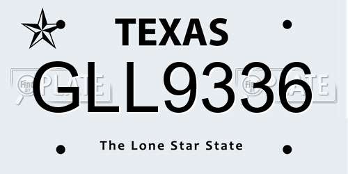 GLL9336 Texas License Plate