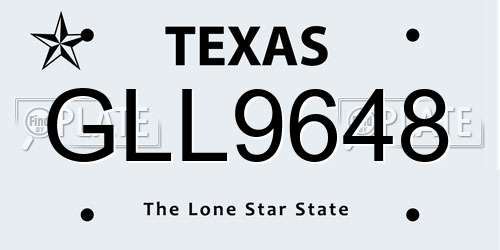 GLL9648 Texas License Plate