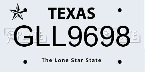 GLL9698 Texas License Plate