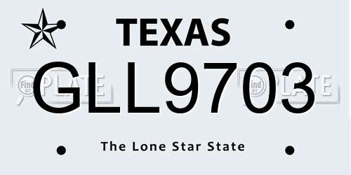 GLL9703 Texas License Plate