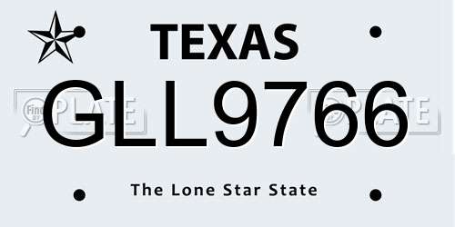 GLL9766 Texas License Plate