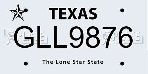 GLL9876 Texas License Plate