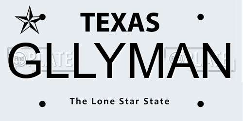 GLLYMAN Texas License Plate