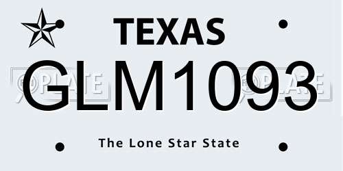 GLM1093 Texas License Plate