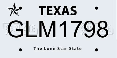 GLM1798 Texas License Plate