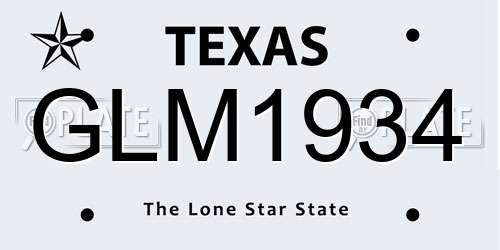 GLM1934 Texas License Plate