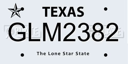 GLM2382 Texas License Plate