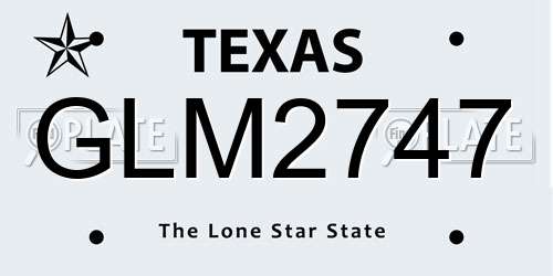 GLM2747 Texas License Plate