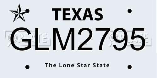 GLM2795 Texas License Plate