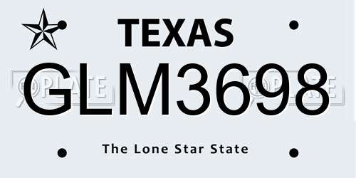 GLM3698 Texas License Plate