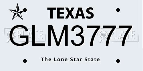 GLM3777 Texas License Plate