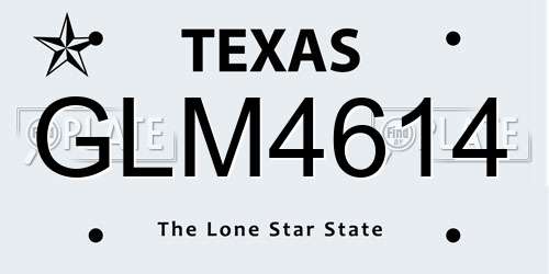 GLM4614 Texas License Plate