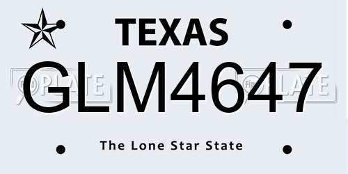 GLM4647 Texas License Plate