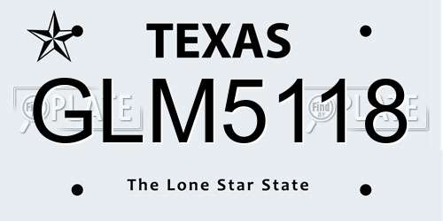 GLM5118 Texas License Plate