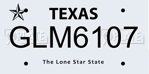 GLM6107 Texas License Plate