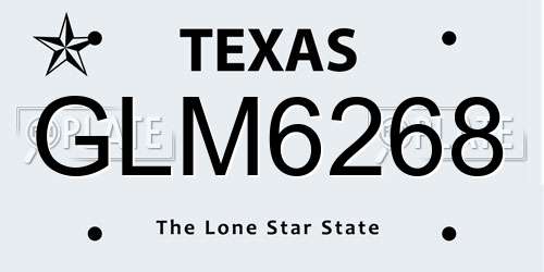 GLM6268 Texas License Plate