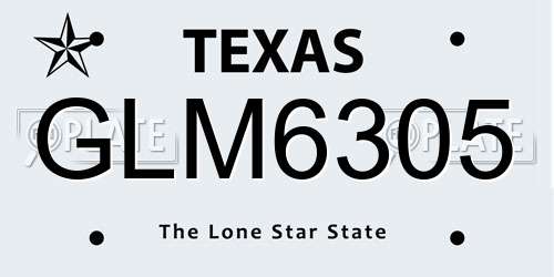 GLM6305 Texas License Plate