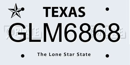 GLM6868 Texas License Plate