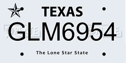 GLM6954 Texas License Plate