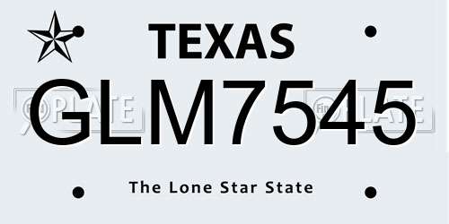 GLM7545 Texas License Plate
