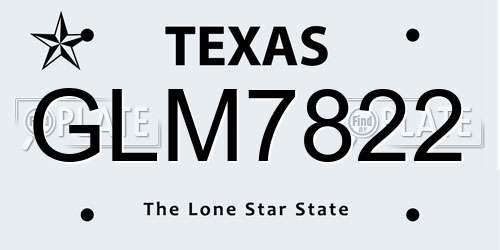 GLM7822 Texas License Plate