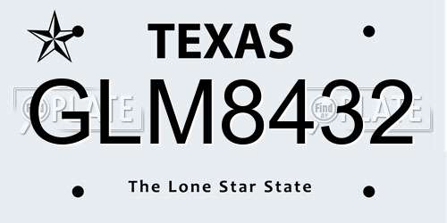 GLM8432 Texas License Plate