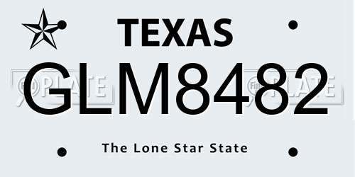 GLM8482 Texas License Plate