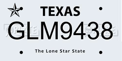 GLM9438 Texas License Plate