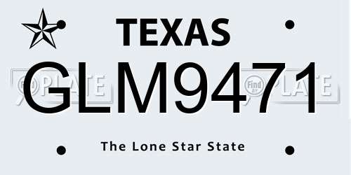 GLM9471 Texas License Plate