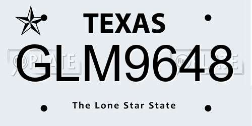 GLM9648 Texas License Plate