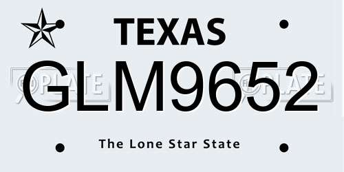 GLM9652 Texas License Plate