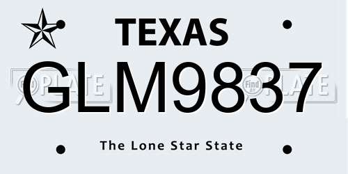 GLM9837 Texas License Plate