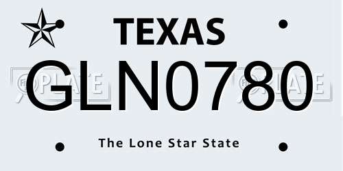 GLN0780 Texas License Plate
