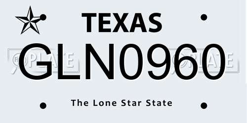 GLN0960 Texas License Plate