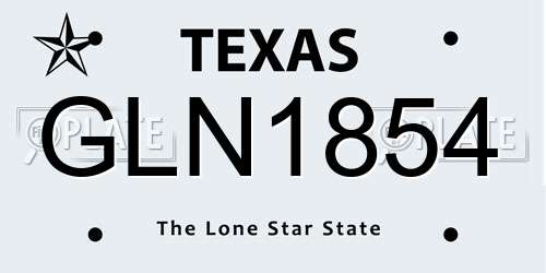 GLN1854 Texas License Plate
