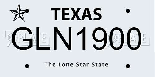 GLN1900 Texas License Plate