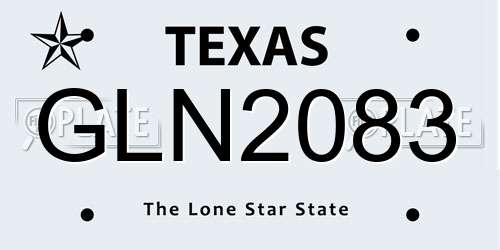 GLN2083 Texas License Plate