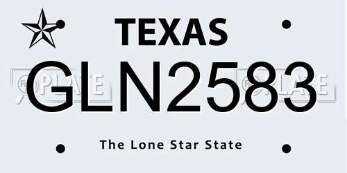 GLN2583 Texas License Plate