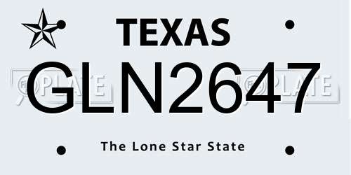 GLN2647 Texas License Plate