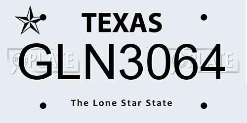 GLN3064 Texas License Plate