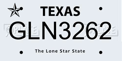 GLN3262 Texas License Plate