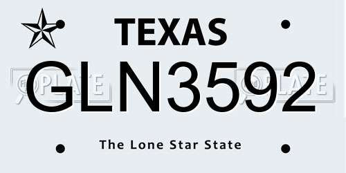 GLN3592 Texas License Plate