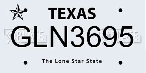 GLN3695 Texas License Plate
