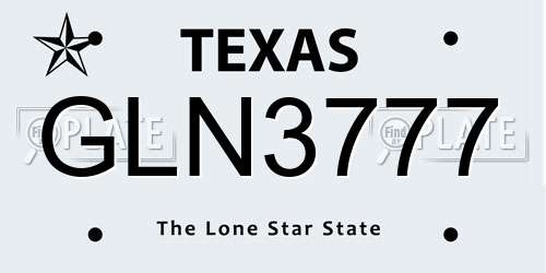 GLN3777 Texas License Plate