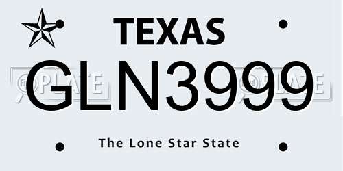 GLN3999 Texas License Plate