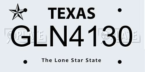 GLN4130 Texas License Plate