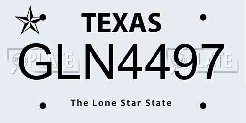 GLN4497 Texas License Plate
